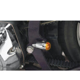 Custom Chrome Mini Stretch Bullet Light Slotted with Amber Lens Fit For Harley Models